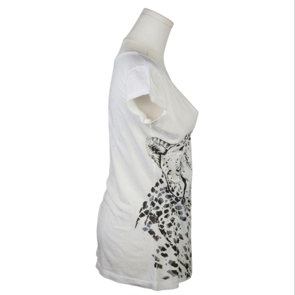 Key Closet White Leopard Rare Premium Graphic Cotton Tee M Animal Print Shirt - Picture 4 of 8